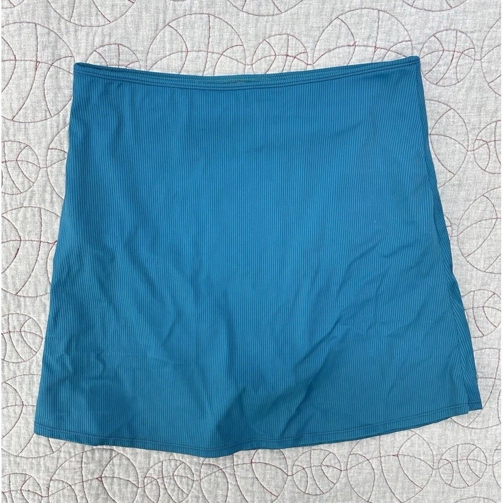 Kortni Jeane Swim Skirt Teal Blue Ribbed High Waisted / Womens Large